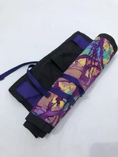 Tie Dye Handmade Fabric Pen Colored Pencil Makeup Brushes Canvas Roll Up Pouch 