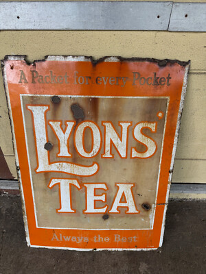 Lyons Tea - Always the best Emailschild- 75 x 102 cm UK um 1920 Tee Enamel sign