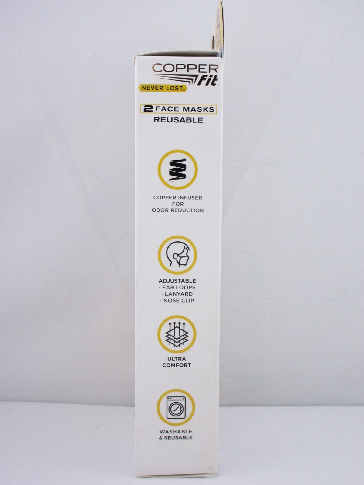 Copper Fit Never Lost Face Masks w/ Lanyard Charcoal & Blue, 2 count