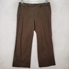 Vtg Ralph Lauren Brown Wool Tweed Stretch Wide Leg Trouser Womens Pants Size 10