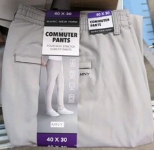 NWT Marc New York Men  s Commuter Pant Slim Fit 4 Way Stretch Grey 38Wx 30L
