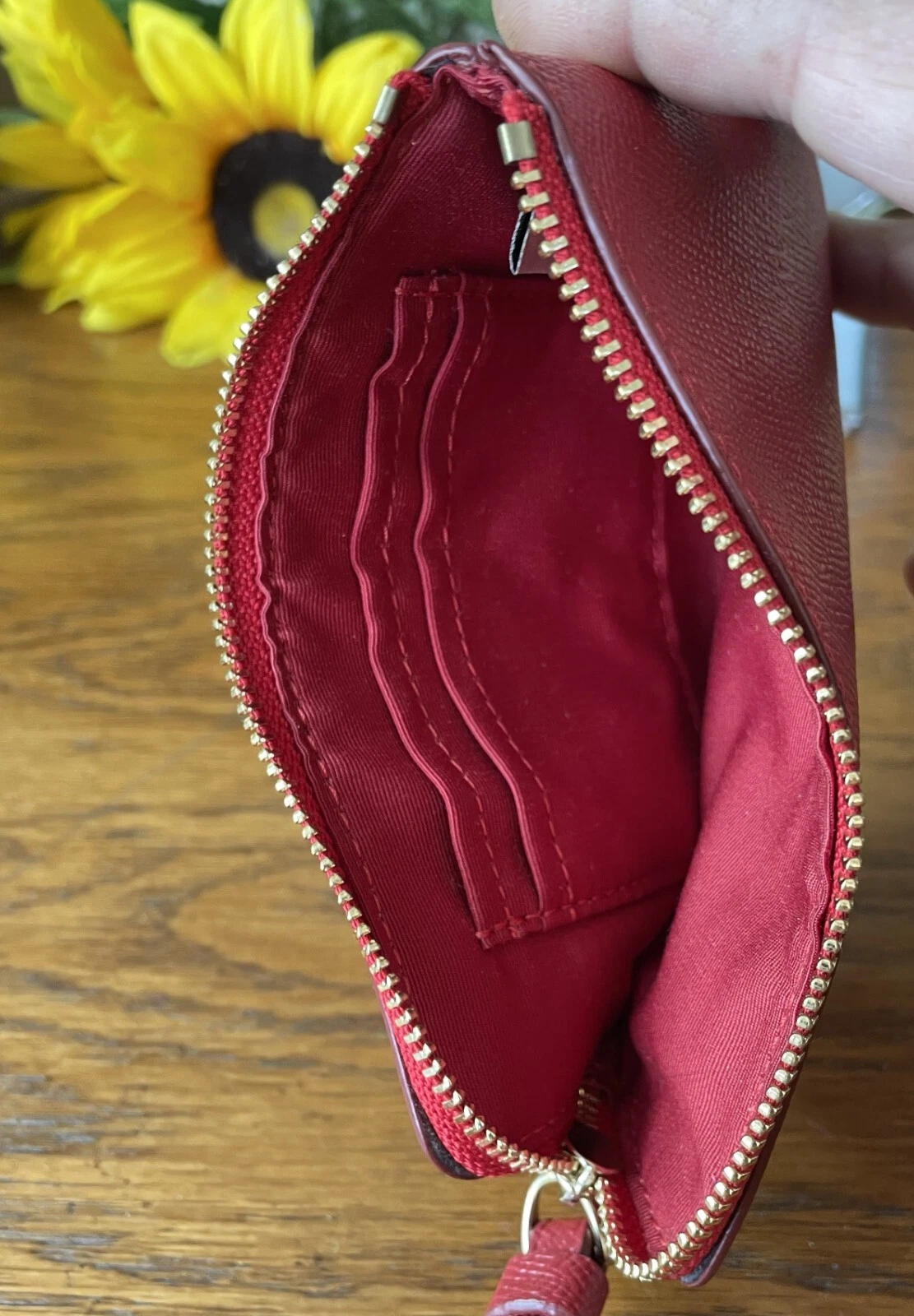 BORSA PORTAFOGLIO COACH 1941 ROSSO CROSSGRAIN ANGOLO ZIP PELLE POLSO 58032