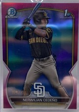 2023 1st Bowman Chrome Nerwilian Cedeno Pink Refractor /199  Padres 3b BCP 81