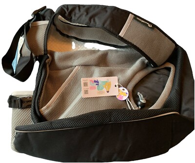 Pawaboo Dog Sling Carrier, Dog Papoose with Zipper Touch Pocket, Blk/Gry Large