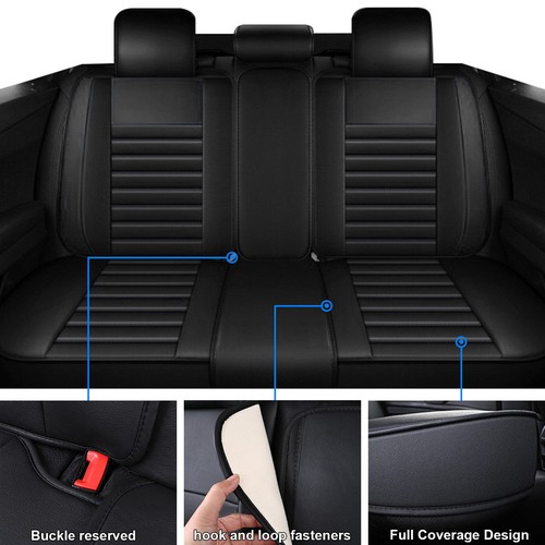 Black Full Set Car Seat Covers Deluxe Pu Leather Pet Protectors For Audi Q3 Q5 - Picture 9 of 11