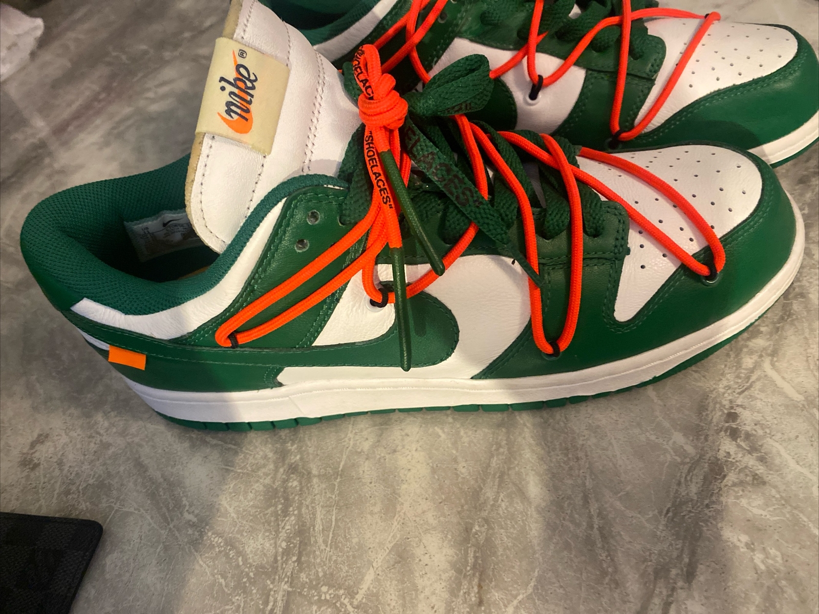 OFF WHITE X NIKE Taglia UK 10 Nike Dunk Low x OFF WHITE verde pino 2019 usate una volta