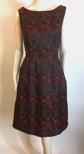 1960s Vintage NOS Unworn Marie Leavell MCM Abstract Pattern Dress Jacket Set S M