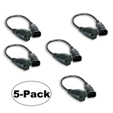 5x 1FT IEC320 C14 to NEMA 5-15R 125V AC 10A 10 Amp Monitor PC Power Cord Cable