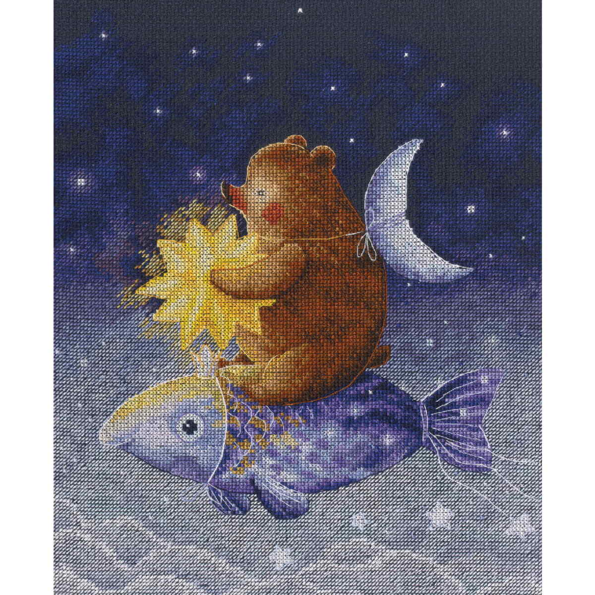 RTO counted cross stitch kit ""Riding a magic fish"", 24,5x29cm, DIY