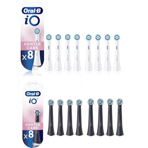 Oral-B iO Ersatzbürsten Sanfte Reinigung Aufsteckbürsten 8 Stück Schwarz-Weiß DE - Imagen 1 de 22