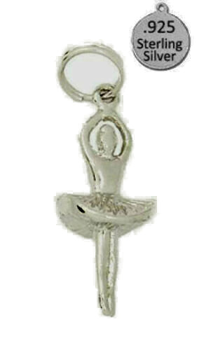 Bailarina Dije Plata de Ley 925 3D Tutú Bailarina Dividido Salto Anillo Cuelga Nuevo