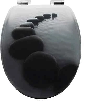 BURAKH 18" UNIVERSAL BAD WC SITZ KIESELSTEINE SCHWARZ NEUHEIT WC SITZ + ARMATUREN