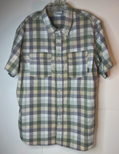 Columbia Westerly Winds Men's Short Sleeve Button Up OmniWick Shirt Gray Check-L