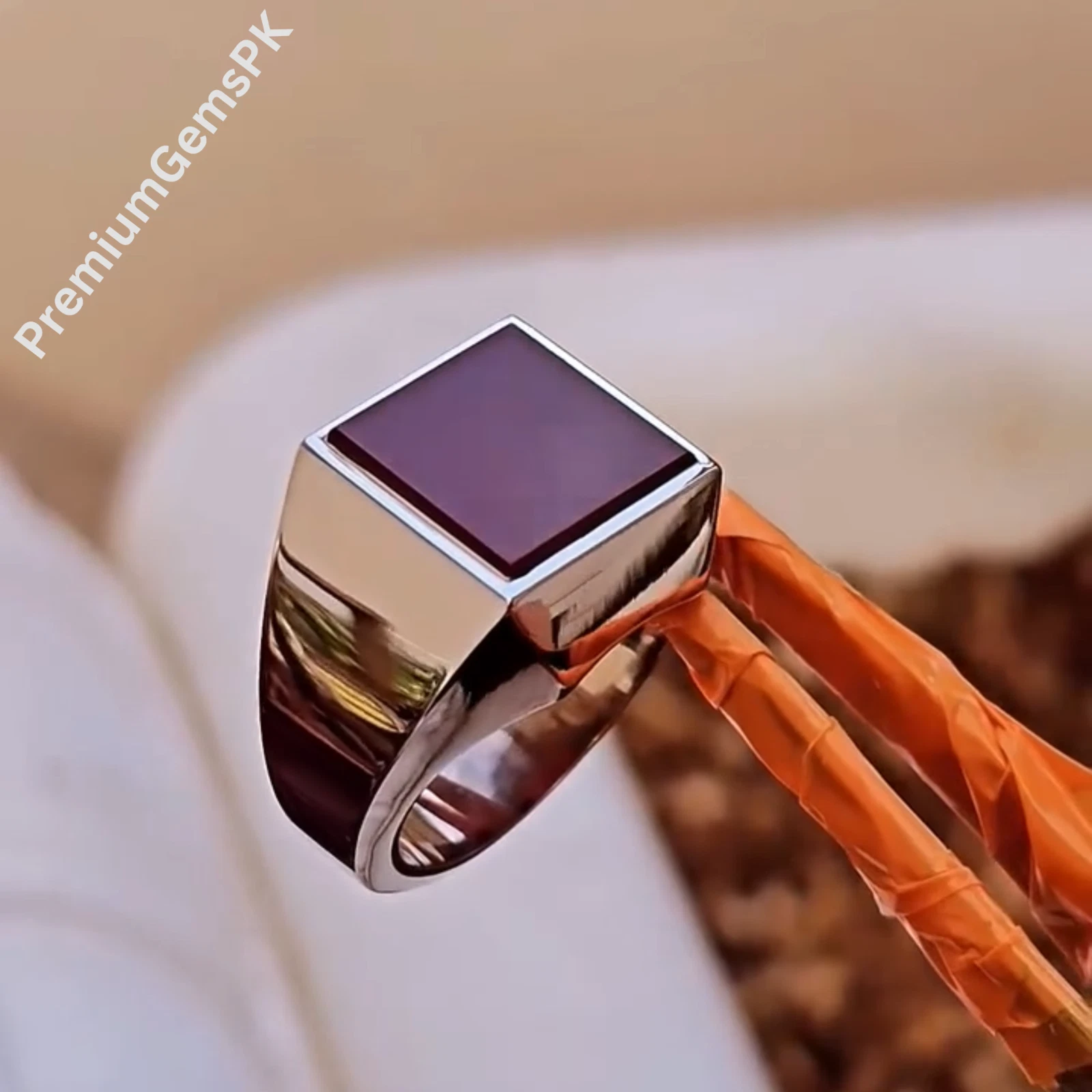 100% Natural Brown Yamani Aqeek/Akeek Ring, Sterling Silver 925 Handmade Ring