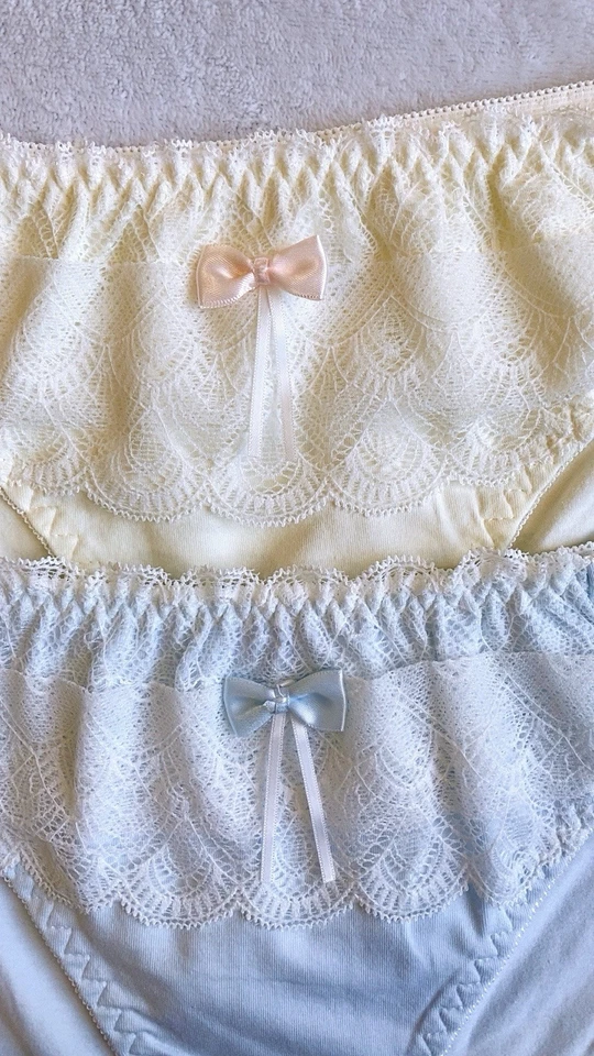US-S/JP-M Conjunto de 2 bragas de algodón con lazo de satén lindo para niñas japonesas Sissy Foto 3 de 4