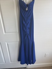 Vintage Y2K Cache Blue Strapless Mermaid Gown Brooch Detail Prom Formal Sz 0