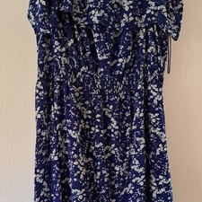 Mela London Size 22 High Low 9Midi Dress Chiffon Blue White Floral