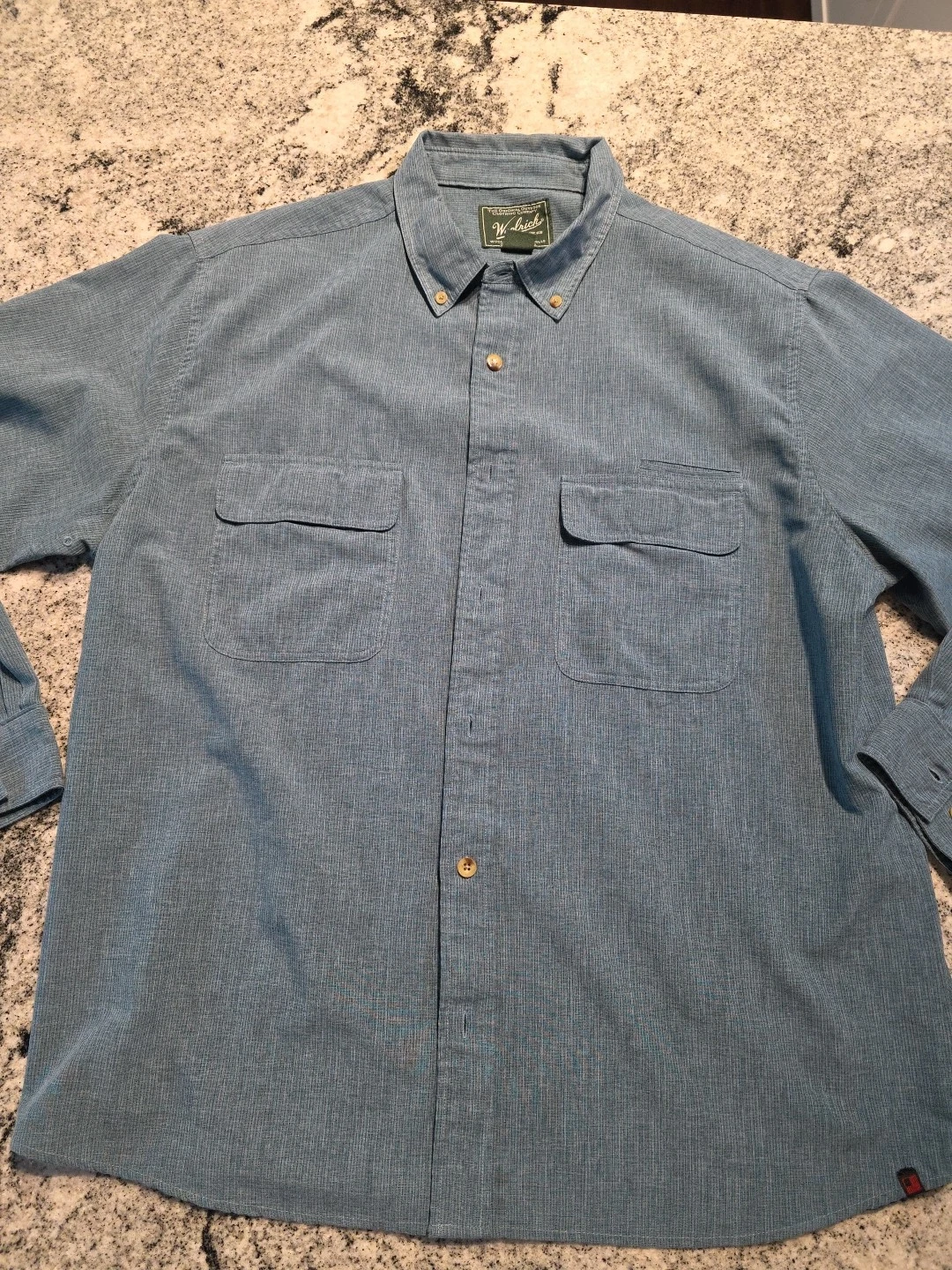Vintage Woolrich Shirt Men Large Blue Xl Long Sleeve Button Outdoor Clothing E64