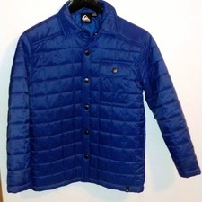Quiksilver New Boys Blue Insulated Polyester Shirt Jacket Snap Closure Sz. 14/16