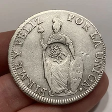 1834-37 Spanish Philippines Y.11 Counterstamp 8 Reales 1834 Peru Host Cleaned