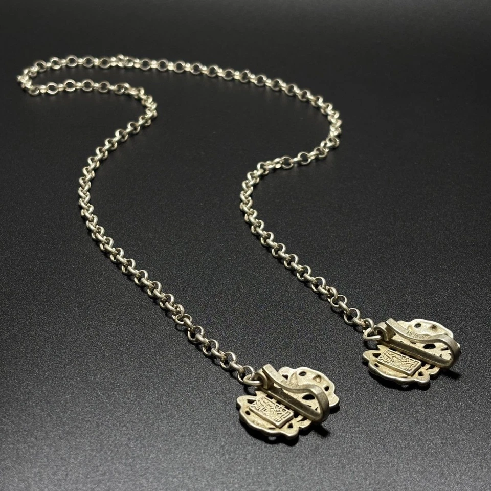 Ethnic Miao Silver Antique Style Necklace Vintage Copper Chain Pendant Handmade - Imagem 2 de 4