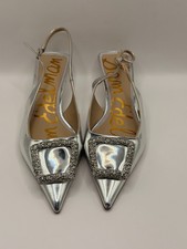 Sam Edelman Womens Kammie Silver Pointy Toe Slingback Pump Heel Sz 8