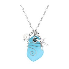 CARPDIM Sea glass necklace Beach Necklaces with Starfish 25mm, blue