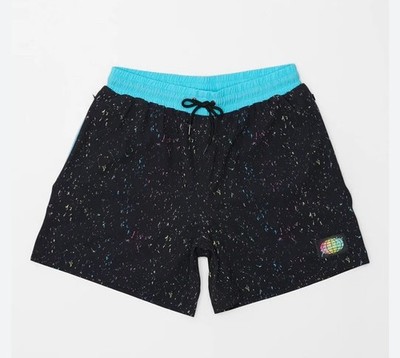 SLUNKS Men's Small Moons Athletic Vintage Retro  Black Shorts  Splatter Size S