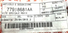 Ducati Special Screw (L-8835), NEW OEM P/N-77918681AA