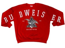 Budweiser Anheuser Busch King Of Beers Crewneck Red Sweatshirt Vintage XL  NWT