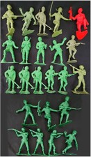Marx Misc. 23 Green Red Army Men Soldiers 5" 6" Lot Vintage 1960's Figures