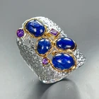 Vintage jewelry Blue Sapphire Ring 925 Sterling Silver Size 9 /R473326