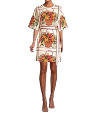 Tory Burch Fruit Basket T-Shirt Dress Women’s Size L Large WITH Belt Logo