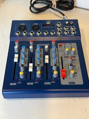 AMMOON F4 USB 4 Channel Digital Mic Line Audio Mixing Console With Power Cable!