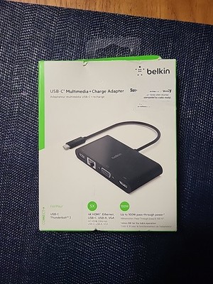 BELKIN COMPONENTS AVC004BTBK ADPT,USBC-GBE,HDMI,VGA,USBA,100W PD,BLK (D)