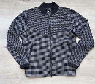 Nike Tech Pack Grid Bomber Jacket Men's Size Small Black White Zip Up AR1578 010