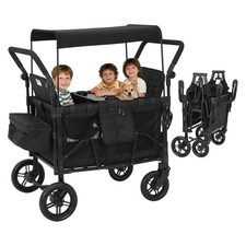 4 Seater Stroller Wagon Foldable Quad Stroller Wagon for 4 Kids w/One-Step Brake