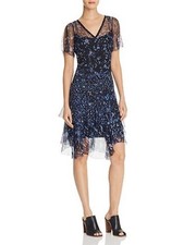 ELIE TAHARI $468 Blue Silk Floral Marceline Tiered Dress Size 2