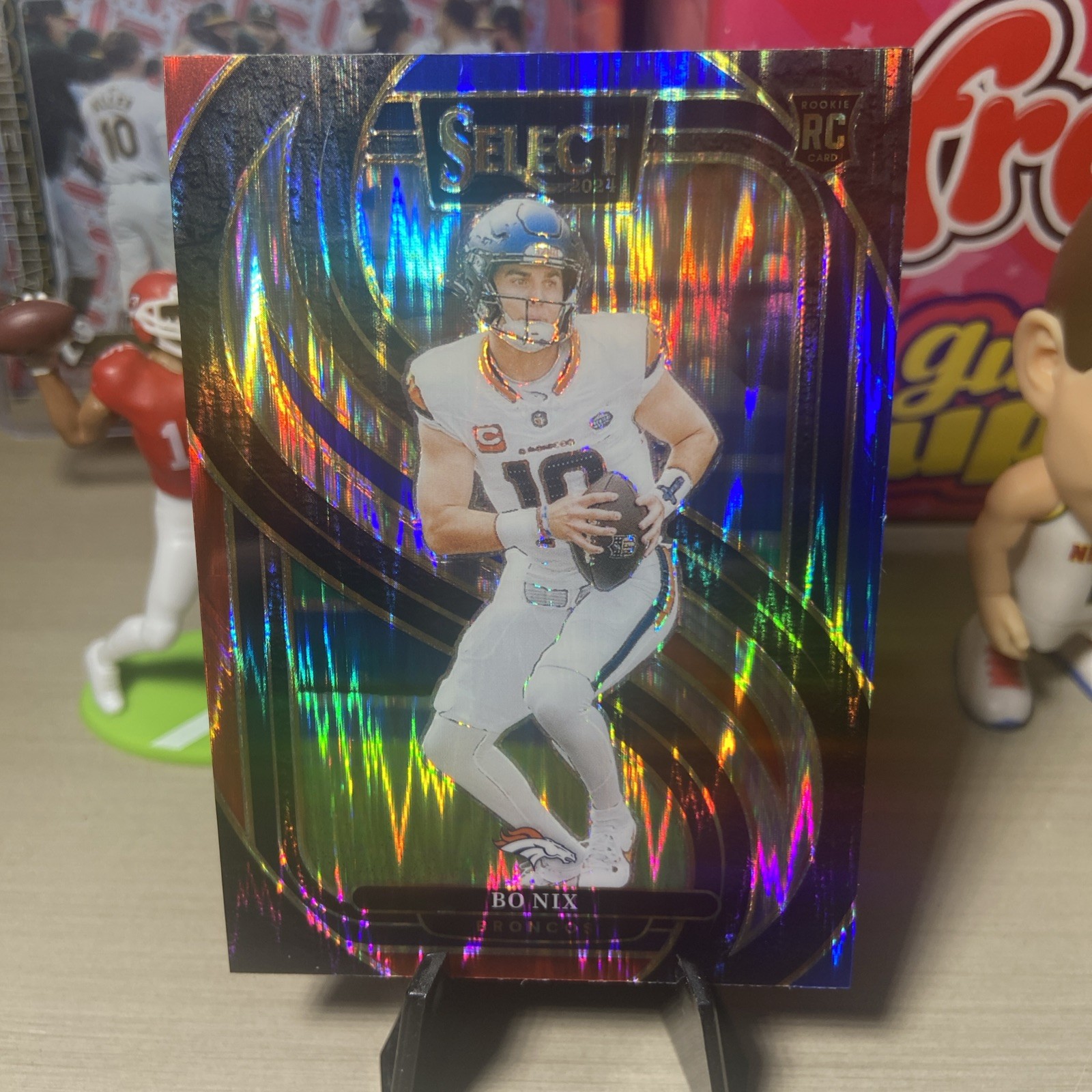 2024 Panini Select - Premier Level Bo Nix #117 Blue & Red Shock Prizm (RC)