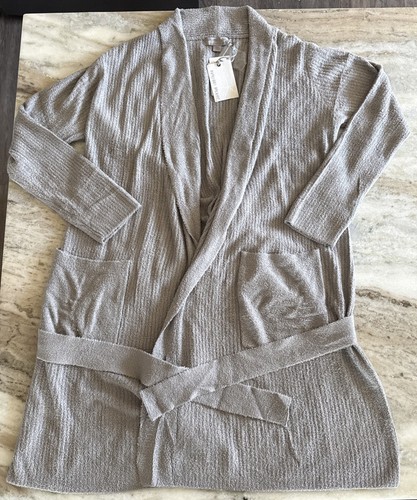 NWT Barefoot Dreams CozyChic Lite Ribbed Bath Robe Dove Gray Small / Medium $128