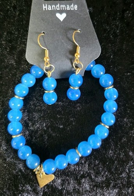 #ad #ad Bright Blue Handmade Jewelry Bracelet amp; Earrings Set North Star Jewelry amp; More $24.00