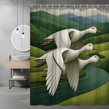 Goose Shower Curtain Green Hills Scenic Graphic