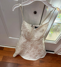 Lulus White Floral Jacquard V-Neck Strappy Sleeveless Mini Dress XS Zip