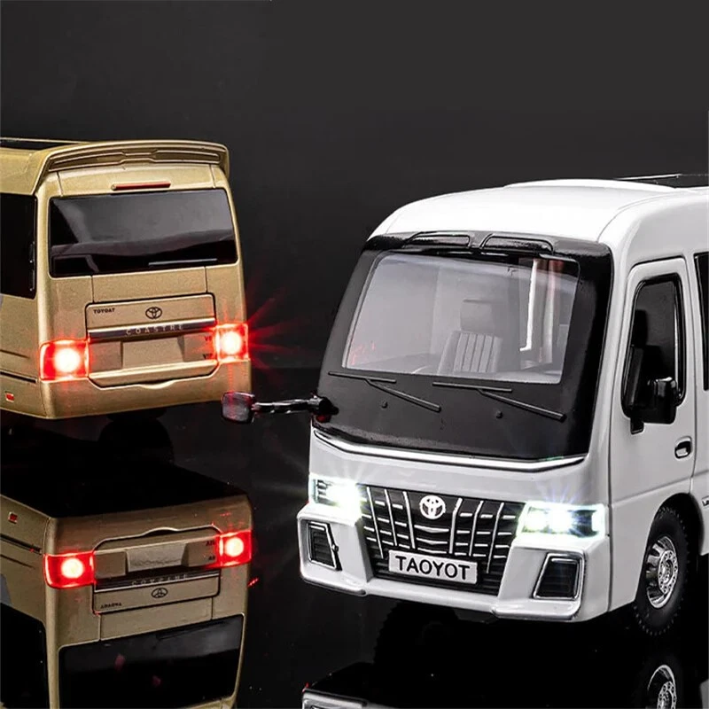 1:32 Toyota Coaster Bus Diecast Passenger Coach Simulation Sound & Light Gift - Image 2 of 4