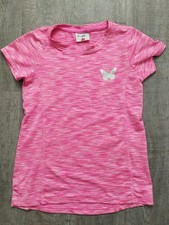 🦋✨Topolino Mädchen Sport T-Shirt Gr.128, Pink meliert,Glitzer-Schmetterling🦋✨