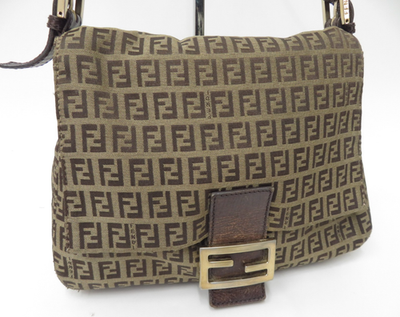 FENDI ショルダーバッグ Authentic FENDI Zucchino Mamma Baguette Canvas Shoulder Bag Hand