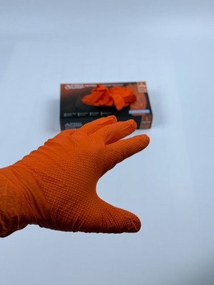 PROGRIP Einweghandschuhe ,Orange L/Schwarz L Einmalhandschuhe Extra Stark 50 ST