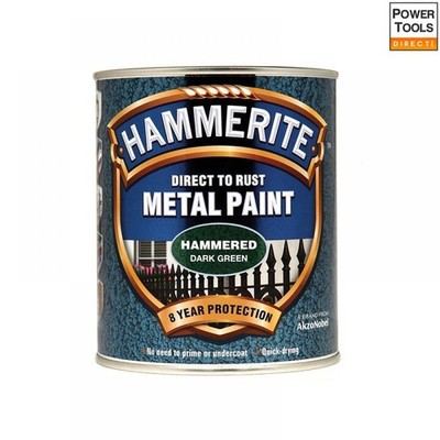 Hammerite 5092823 Direkt auf Rost gehämmerte Oberfläche Metallfarbe dunkelgrün 750 ml