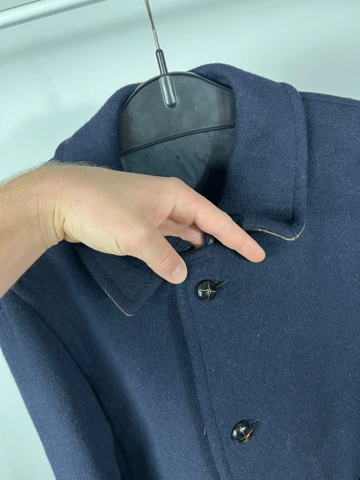 Vintage Schneiders Austria Navy Pure Wool Long Overcoat Men’s Size 48 - Image 4 of 4