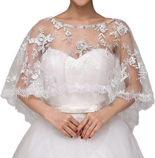 Women Lace Wedding Shawls Wrap Bridal Embroidered Shrug Bolero Cape Shoulder Cov